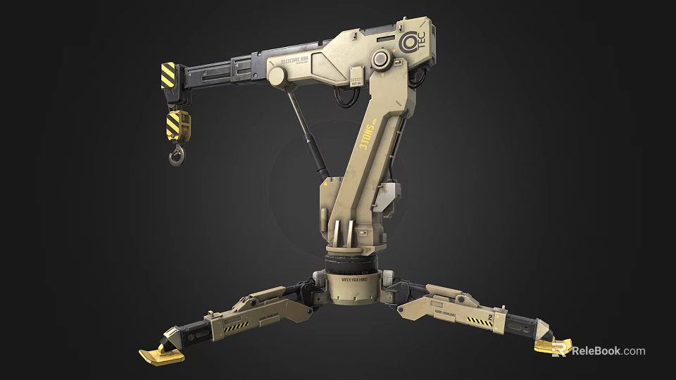 Industrial Mechanical Arm With Tripod Base Hydraulic Joints And Yellow Accents 3d model 