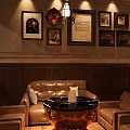 Modern Tea Break Area Interior With Bar Counter Stools And Drinks Display Lighting
