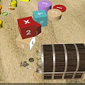 Interactive Commercial Educational Equipment With Colorful Blocks Numbers Symbols And Wooden Barrel