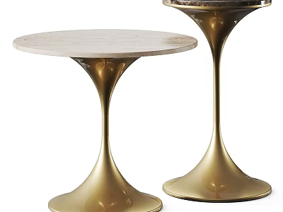 Elegant Modern Coffee Tables With Golden Metal Curved Base And Marble Tabletop 3d model