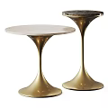 Elegant Modern Coffee Tables With Golden Metal Curved Base And Marble Tabletop
