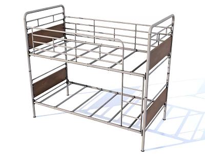 Modern Metal Frame Bunk Bed With Safety Rail And Ladder For Kids Room 3d model