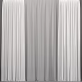 Soft White Pleated Curtains With Sheer Layered Design For Modern Window Interior 3d model