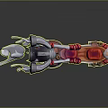 Sci Fi Vehicle With Blue Flames Silver Structure And Red Components 3d model