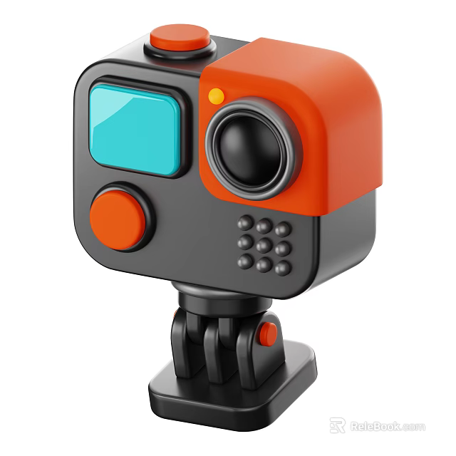 Smart Machine with Orange and Black Design Featuring Screen Buttons and Keypad on Tripod Stand 3d model 