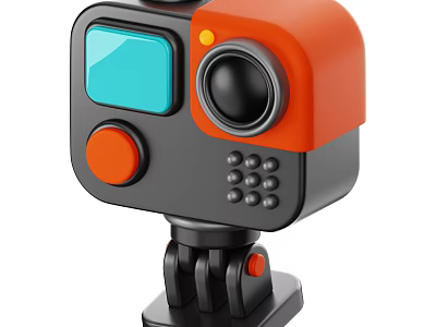 Smart Machine with Orange and Black Design Featuring Screen Buttons and Keypad on Tripod Stand 3d model