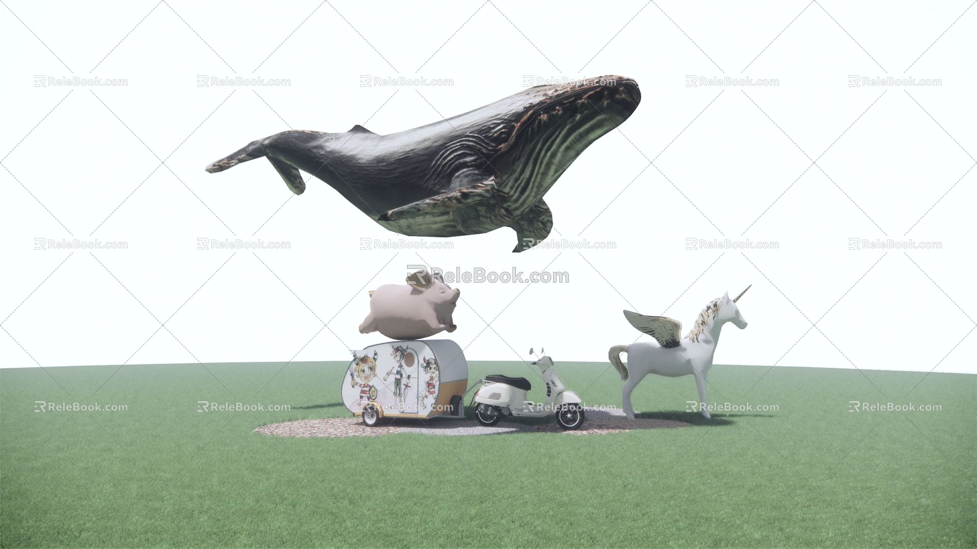 Modern City Sculpture Animal Mobilization 3d model