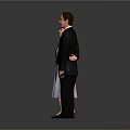 Two People In Formal Attire Standing Against Gray Background 3d model