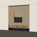 Modern fireplace background wall 3d model