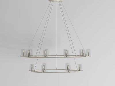 Modern Double Layer Chandelier Design With Metal Frame And Glass Shade Bulbs 3d model