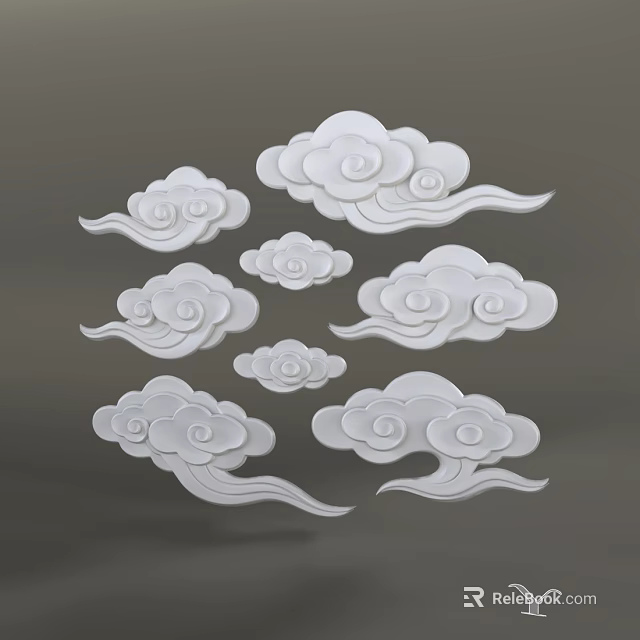 Exquisite White Chinese Cloud Relief Carved Sofa And Coffee Table Combination For Elegant Living Room 3d model 