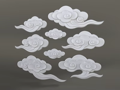 Exquisite White Chinese Cloud Relief Carved Sofa And Coffee Table Combination For Elegant Living Room 3d model