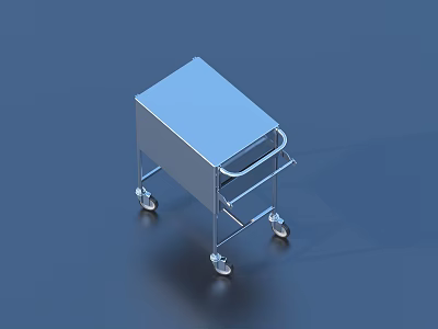 Mobile Stainless Steel Medical Cart With Wheels Handle And Storage Shelf 3d model