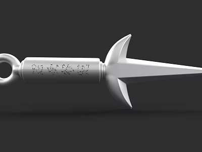 Silver Dagger With Ring Handle And Engraved Patterns On Metallic Blade 3d model