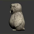 Vintage Detailed Owl Statue With Large Eyes Textured Feathers On Dark Reflective Surface