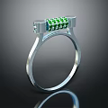 Modern Silver Ring With Green Gemstones And Small Diamonds Unique Jewelry