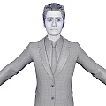 Man Dressed In Black Suit And Tie Standing With Arms Outstretched 3d model