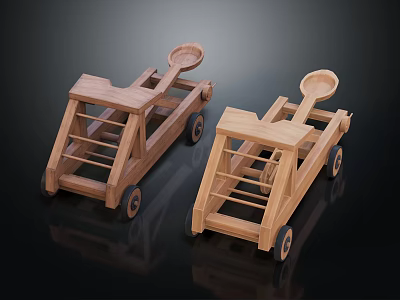 Wooden Children's Toy Trucks With Wheels And Simple Crafted Structure 3d model