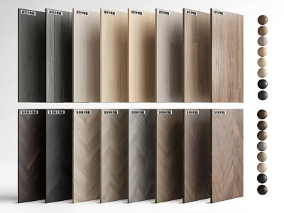 Different Types Of Wooden Flooring With Various Colors And Herringbone Patterns 3d model