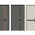 Modern Security Doors With Gray White Colors And Striped Design Features Secure Locks 3d model