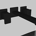 Modern Matte Black Wall Mounted Faucet With Square Handles And Flowing Water