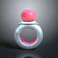 Fashionable Silver Ring With Pink Decorative Sphere And White Base 3d model