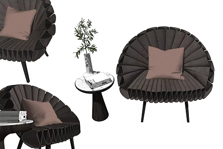 Modern single chair single sofa leisure chair side table 3d model