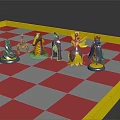 Chessboard Game Entertainment Featuring Red Gray Squares Yellow Border And Stylish Chess Pieces