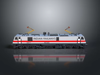 Indian Railways 30110 Model Train With White Red Black Design And Yellow Pantographs 3d model