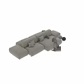 Gray and Beige Sectional Sofa with Pillows and Throw Blanket Modern Minimalist Living Room Furniture