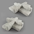 Modular Multi Person Sofa Light Fabric Square Stitch Sectional Design 3d model