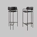 Modern Black Bar Stools With Leather Seats And Metal Frame Design