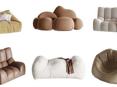 Various Styles Lazy Sofa In Neutral Colors With Fabric And Leather Options For Comfortable Seating 3d model