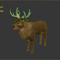 3D Rendered Detailed Deer Model With Large Antlers Brown Fur Standing Pose