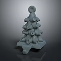 Decorative Gray Tree Shaped Ornament With Layered Curly Design Base And Top Circular Decoration