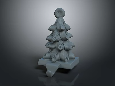 Decorative Gray Tree Shaped Ornament With Layered Curly Design Base And Top Circular Decoration 3d model