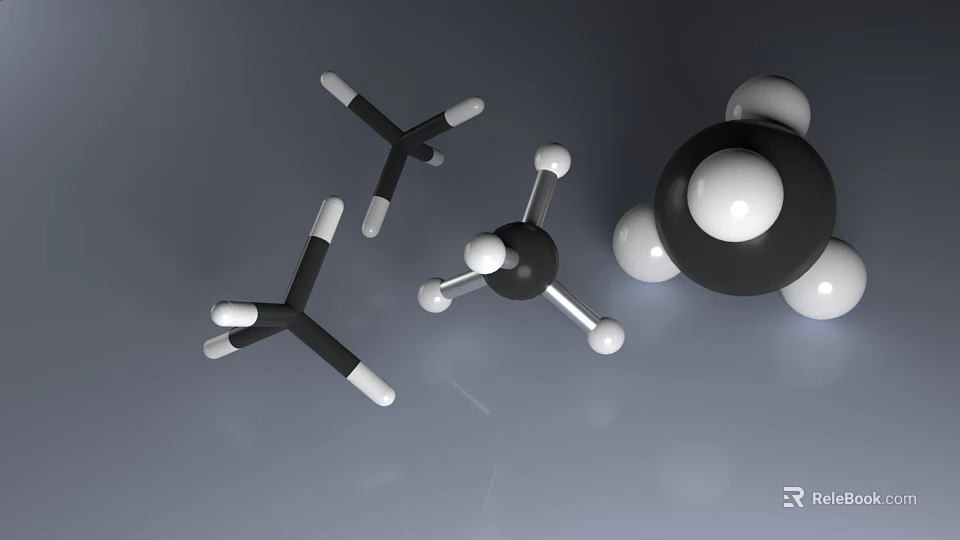 Molecular Structure Models With Black And White Atomic Spheres In 3D 3d model 