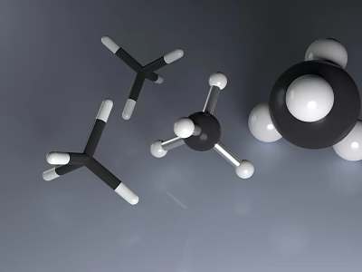 THREE-DIMENSIONAL STRUCTURE OF CH4 MOLECULAR STRUCTURE THREE FORMS SPACE FILLing FORMS COLUMNAR FORMS ALKANE CARBANE CHEMISTRY MOLECULAR ATOM 3d model