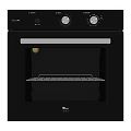Modern Black Kitchen Electric Oven With Glass Door And Knob Controls