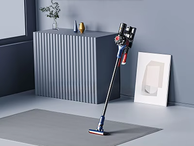 Smart Machine Vacuum Cleaner With Sleek Design On Gray Carpet In Modern Room 3d model