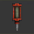 Red Heavy Duty Hydraulic Cylinder With Metal Components And Industrial Design