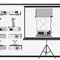 Modern Projector Projection Curtain Projector Combination 3d model