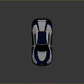 Blue And White Sports Car With Aerodynamic Design Rear Spoiler And Sporty Wheels