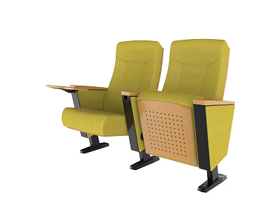 Yellow Single Sofa With Wooden Armrests Black Base And Modern Comfortable Design 3d model