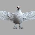 Realistic White Flying Animal With Red Eyes And Spread Wings