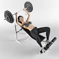Woman Performing Barbell Bench Press Exercise On Weight Bench In Gym Workout Routine