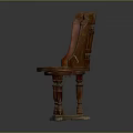 Vintage Wooden Dining Chair With Carved Backrest And Ornate Legs