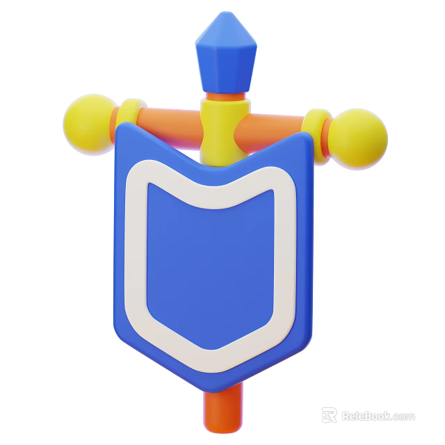 Blue Shield Shaped Kids Toy With Yellow Orange Top Parts And Balls 3d model 