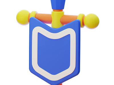 Blue Shield Shaped Kids Toy With Yellow Orange Top Parts And Balls 3d model