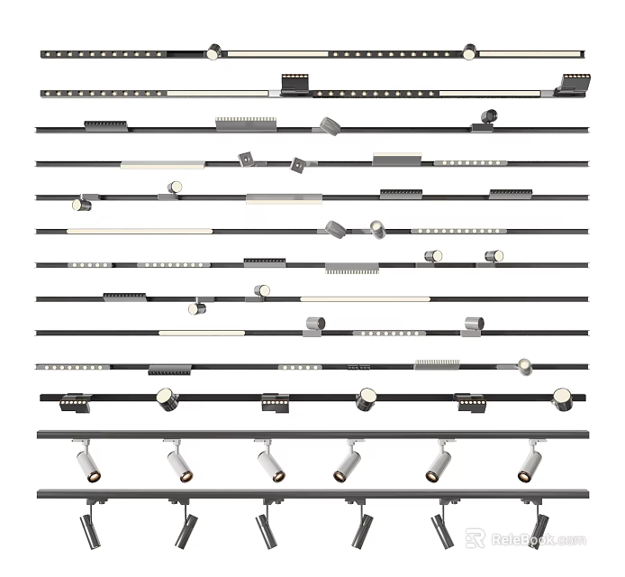 Modern Adjustable LED Downlights and Spotlights with Sleek Ceiling Design 3d model